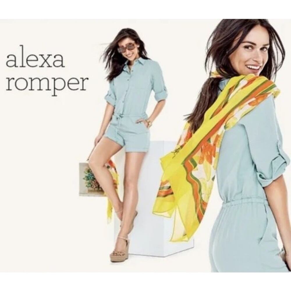 CAbi 5107 Alexa Romper in Faded Blue Collard Jumpsuit Button Down Playsuit
